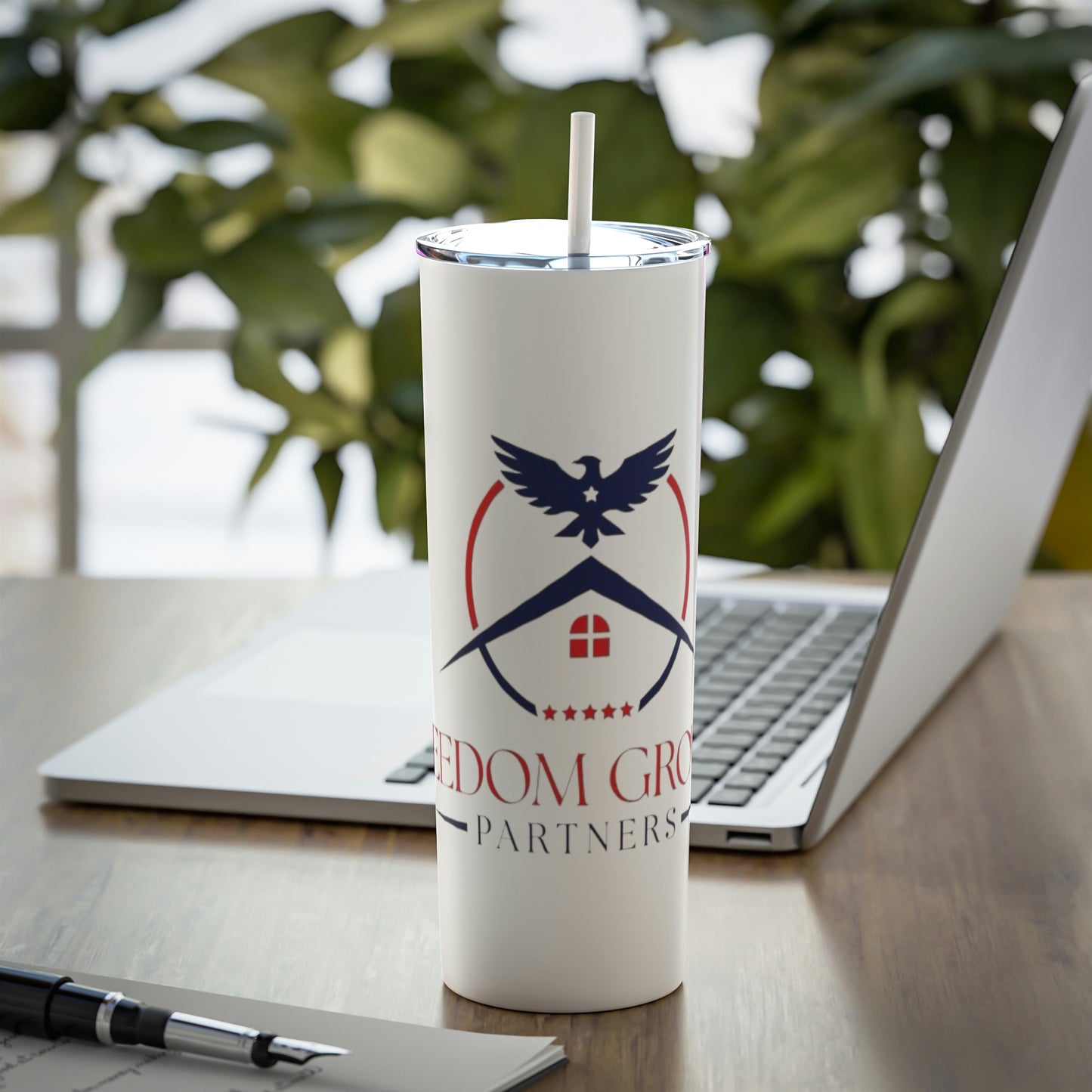 Skinny Steel Tumbler with Straw, 20oz